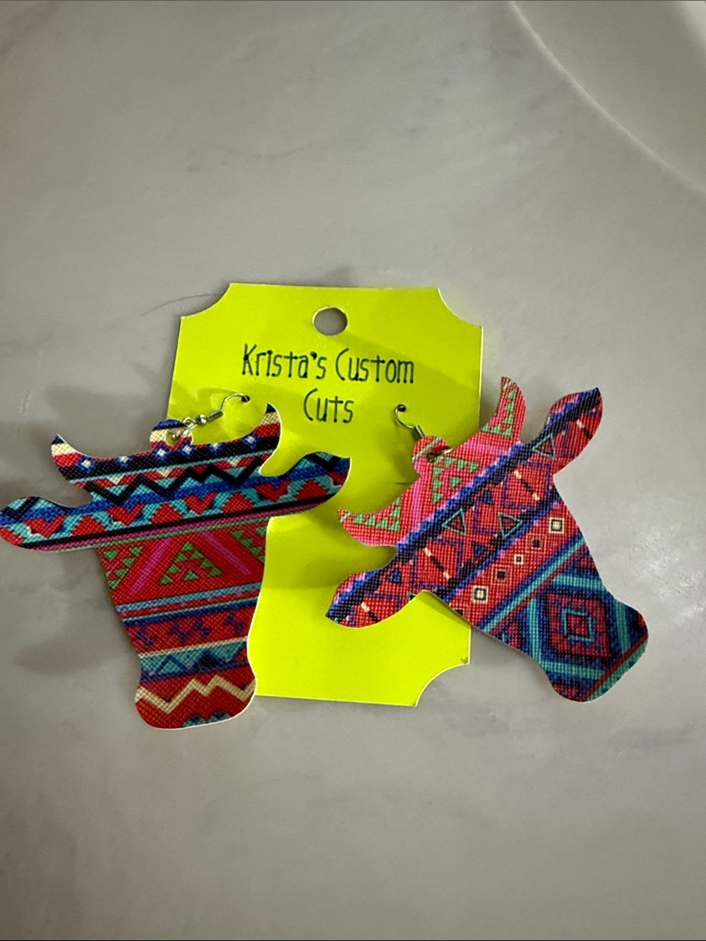 Pink & Multicolor Kids Bull Head Earrings